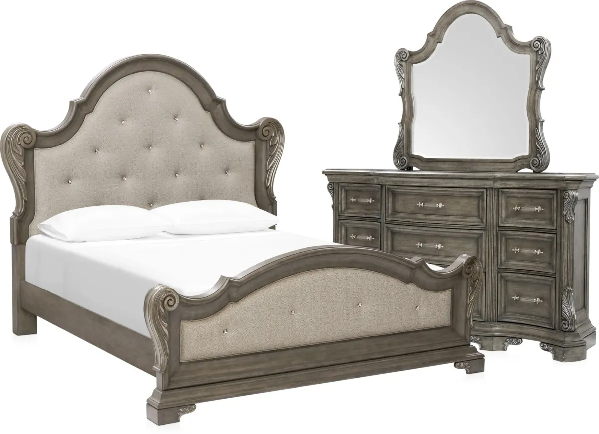 Vivian 5-Piece King Bedroom Set with Dresser and Mirror