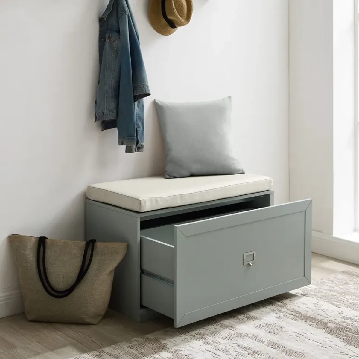 Caddie Entryway Bench - Gray