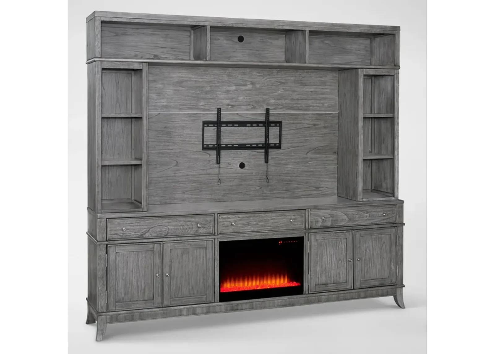 Hazel Entertainment Wall with Contemporary Fireplace - Gray