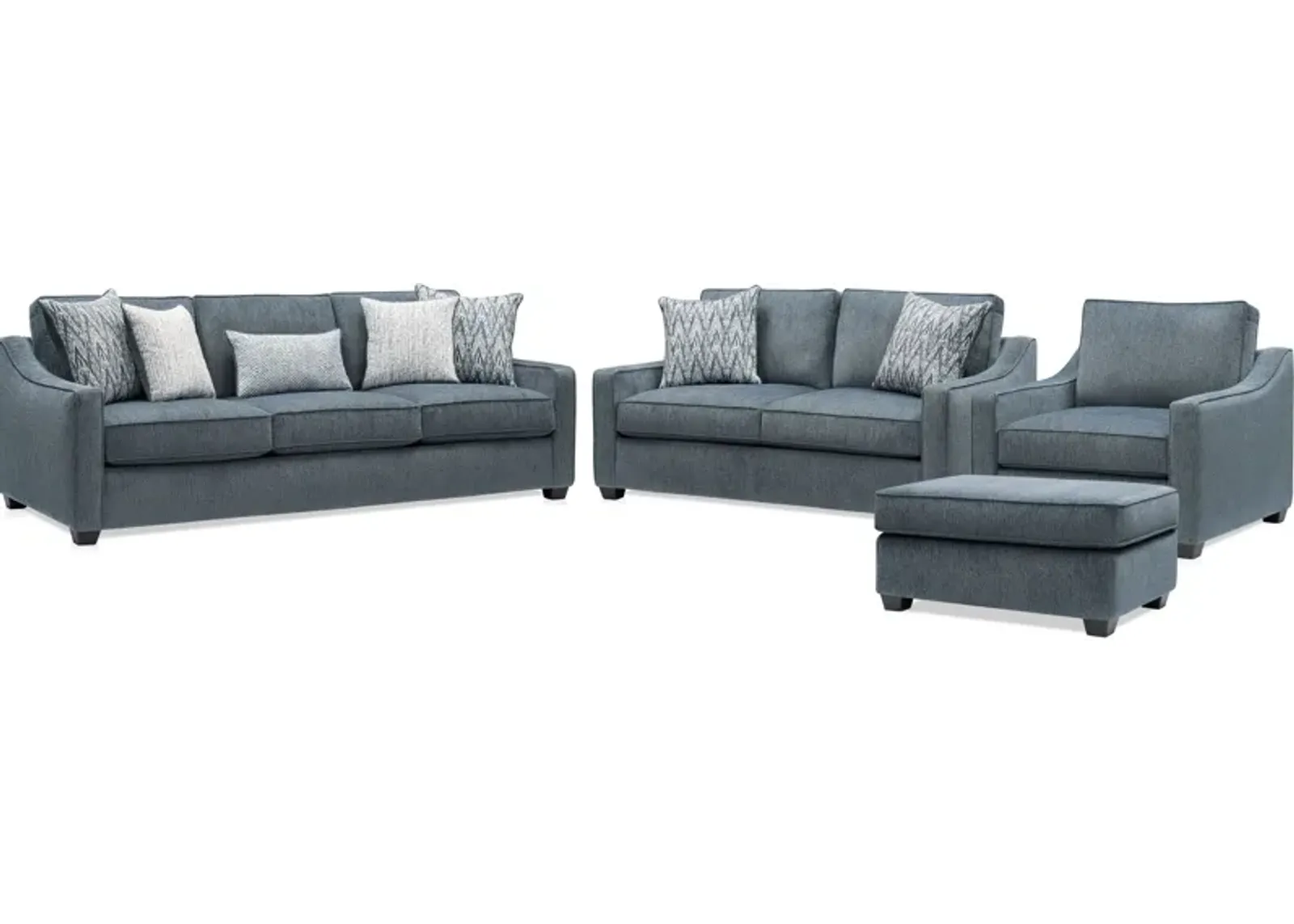 Callie Sofa, Loveseat, Chair and Ottoman - Navy