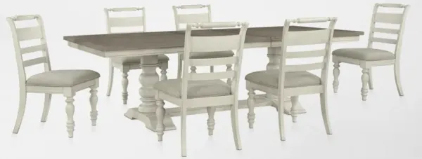Vineyard Rectangular Extendable Dining Table and 6 Dining Chairs - Ivory
