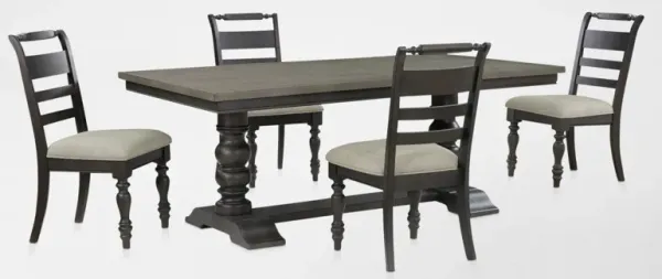 Vineyard Rectangular Extendable Dining Table and 4 Dining Chairs - Black