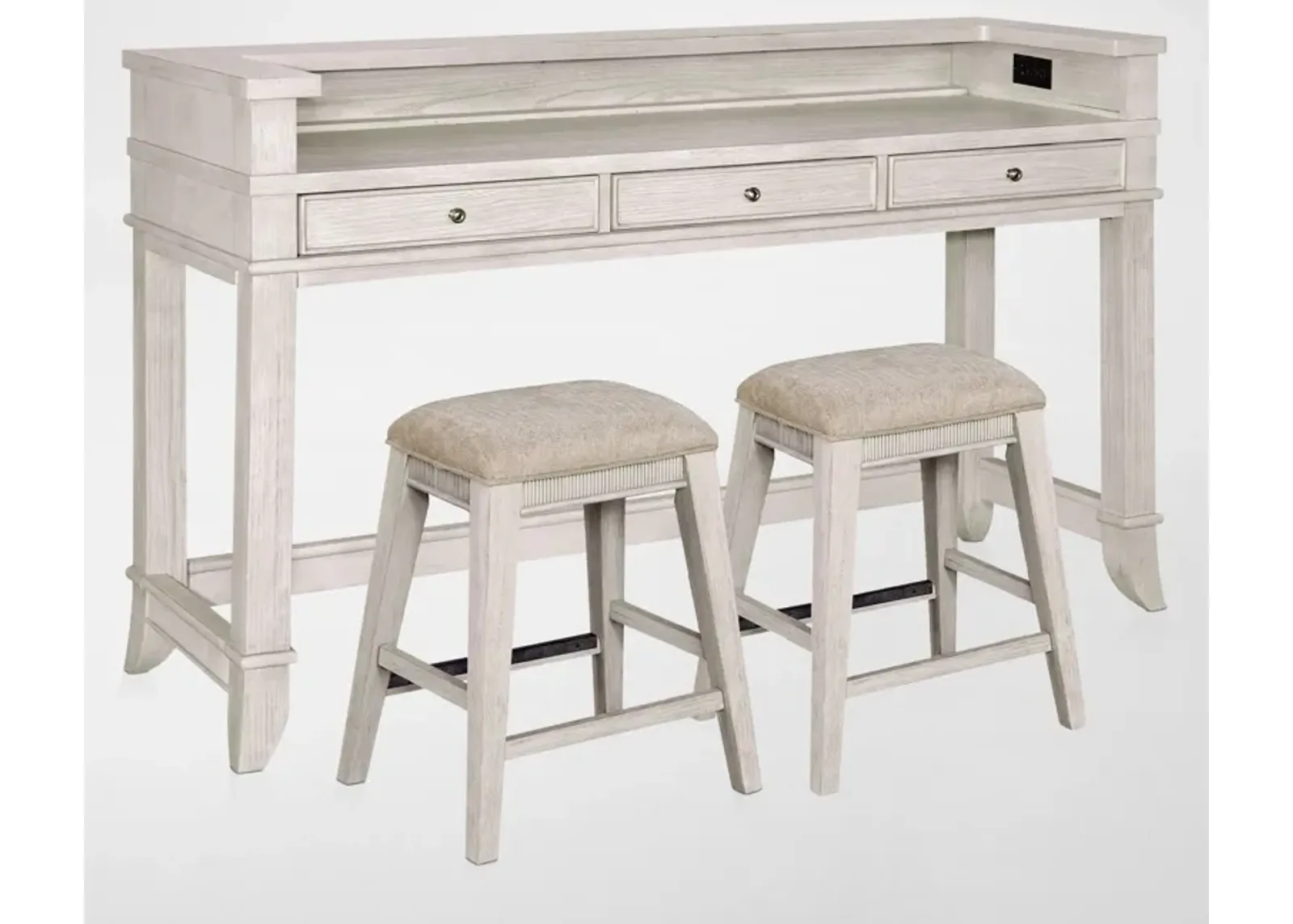 Hazel Gameday Console Table and 2 Stools - Water White