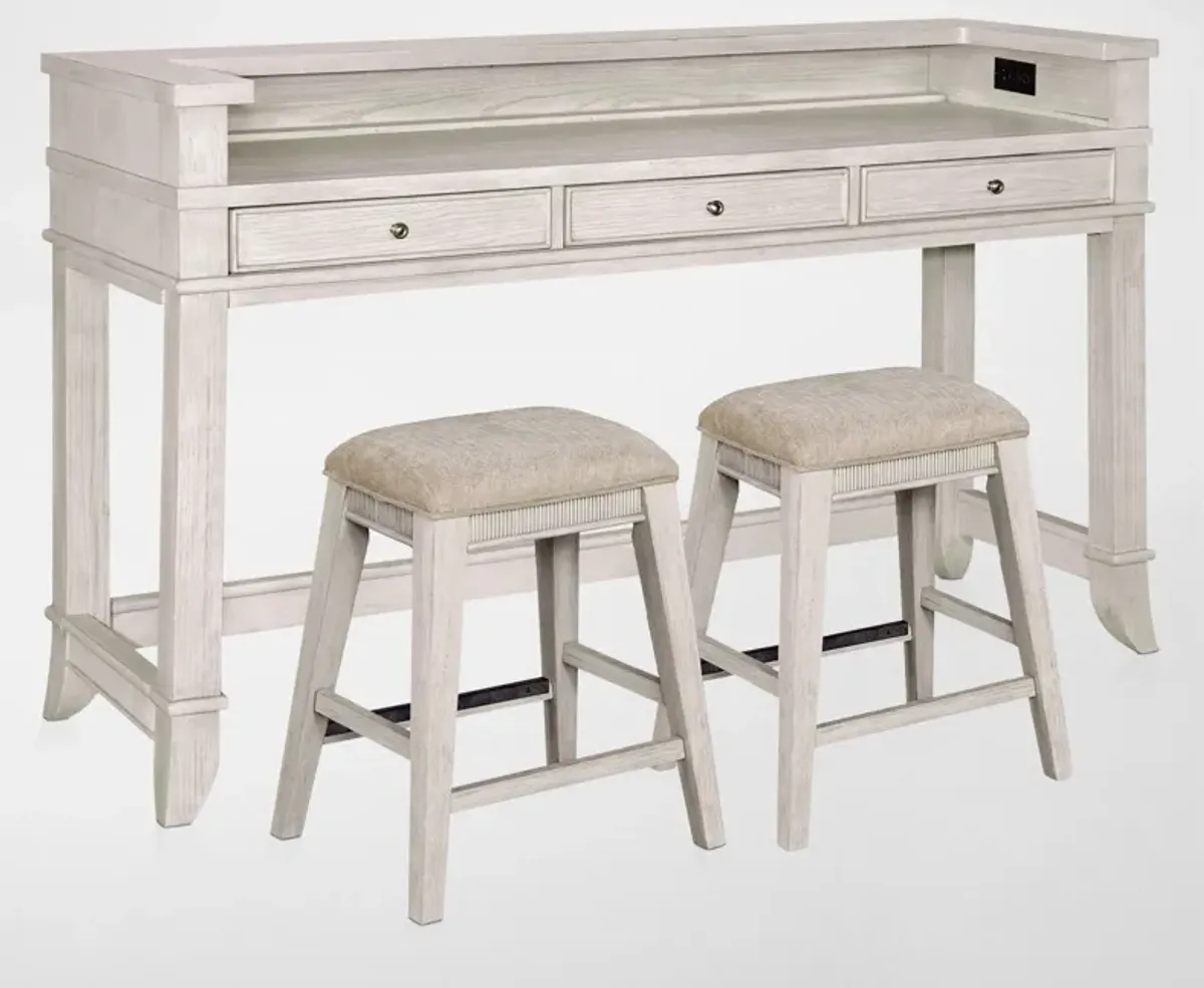 Hazel Gameday Console Table and 2 Stools - Water White