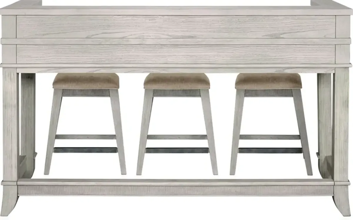 Hazel Gameday Console Table and 3 Stools - Water White