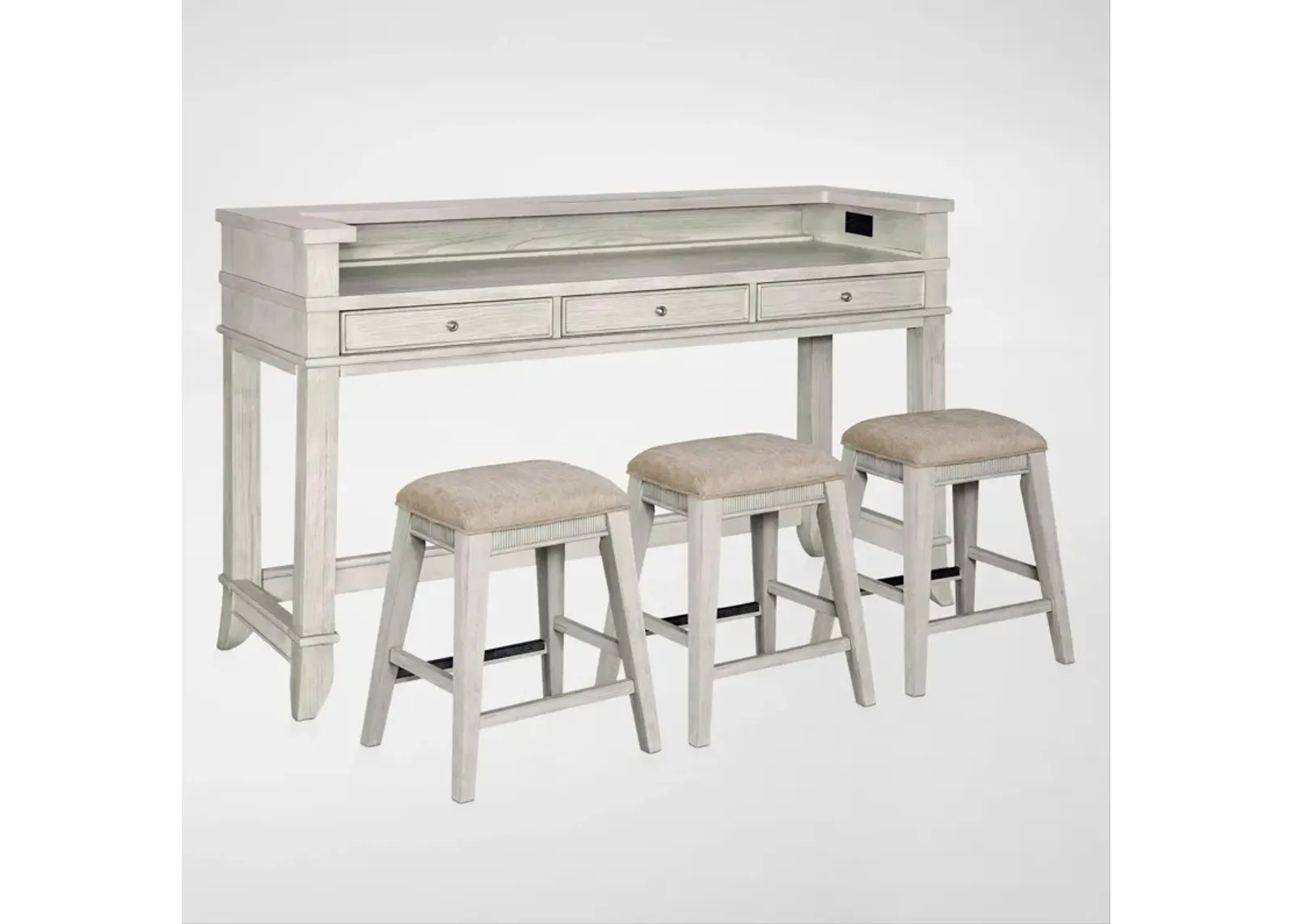 Hazel Gameday Console Table and 3 Stools - Water White