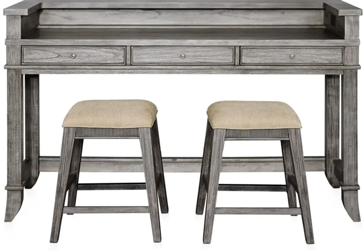 Hazel Gameday Console Table and 2 Stools - Gray