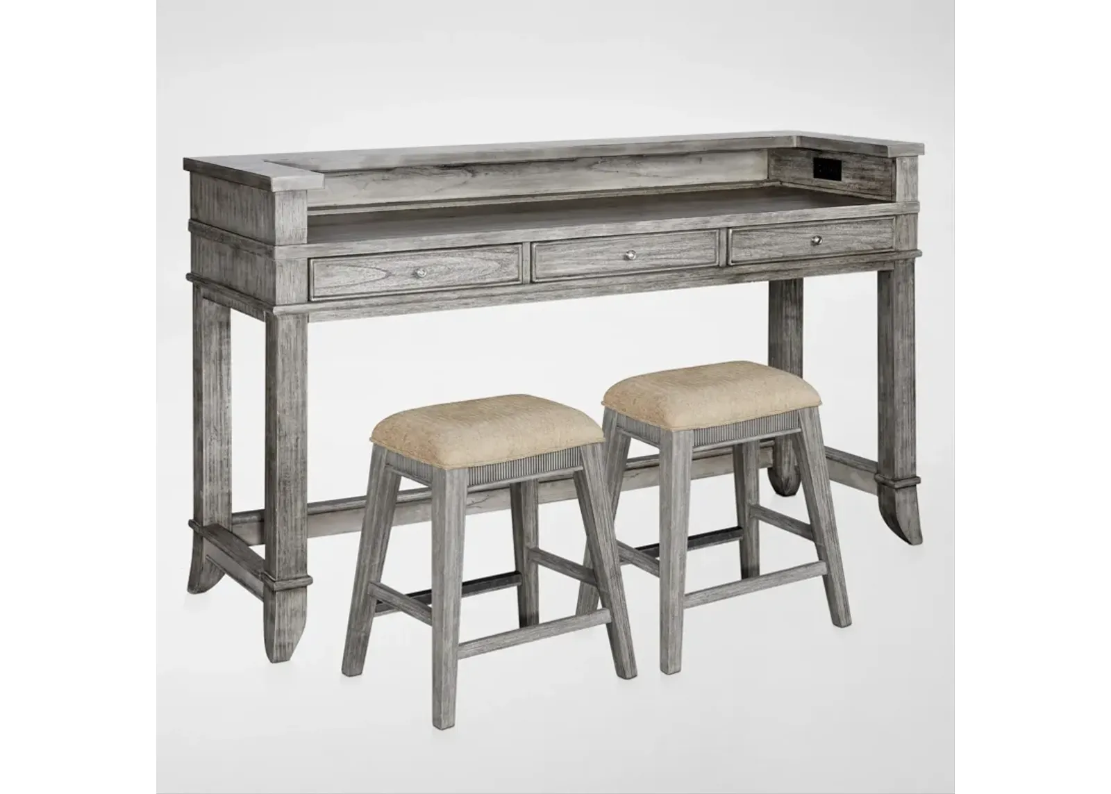 Hazel Gameday Console Table and 2 Stools - Gray