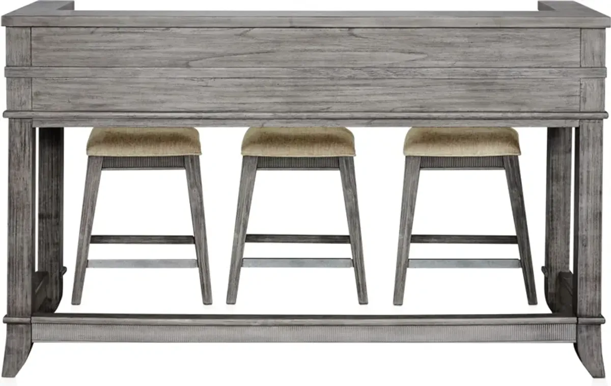 Hazel Gameday Console Table and 3 Stools - Gray