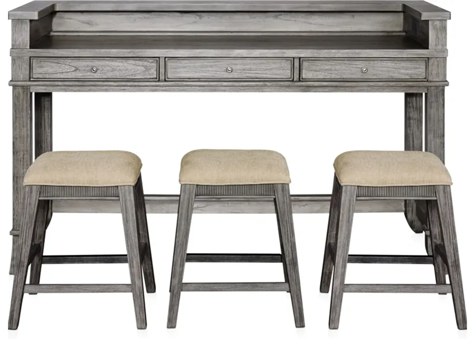 Hazel Gameday Console Table and 3 Stools - Gray