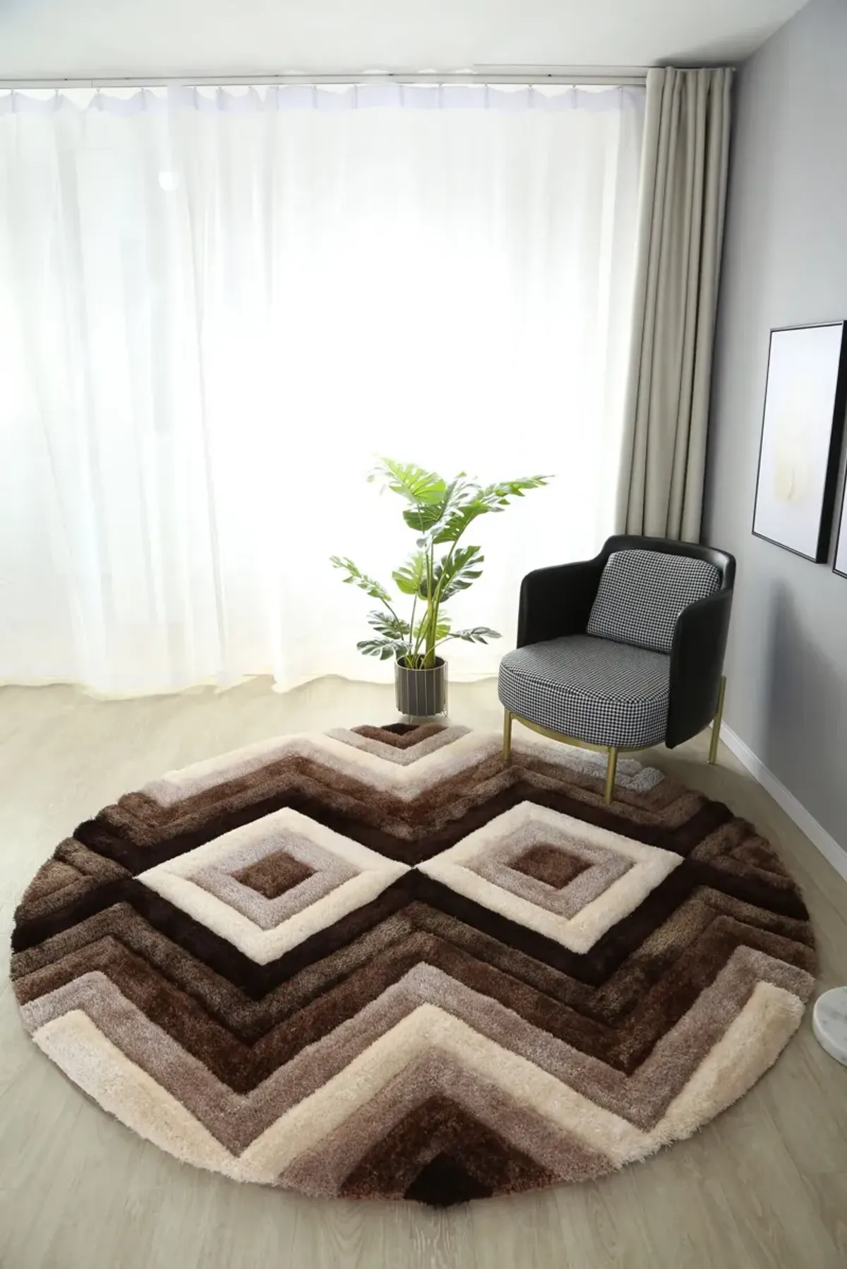 Concord 7' Round Rug - Brown Shag