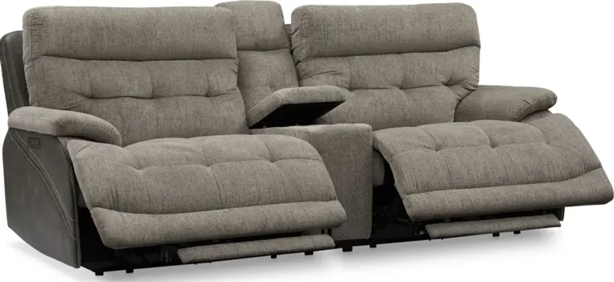 Beckett 3-Piece Dual-Power Reclining Sofa with Console - Gray