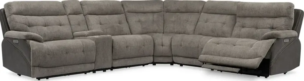 Beckett 6-Piece Dual-Power Reclining Sectional with 3 Reclining Seats - Gray