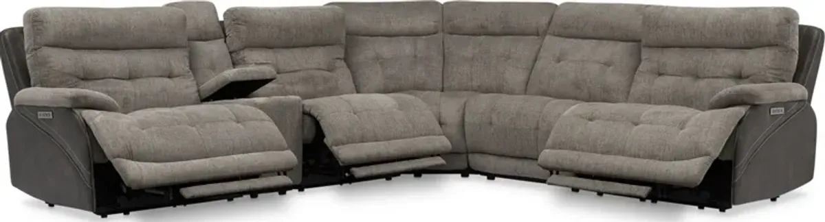 Beckett 6-Piece Dual-Power Reclining Sectional with 3 Reclining Seats - Gray