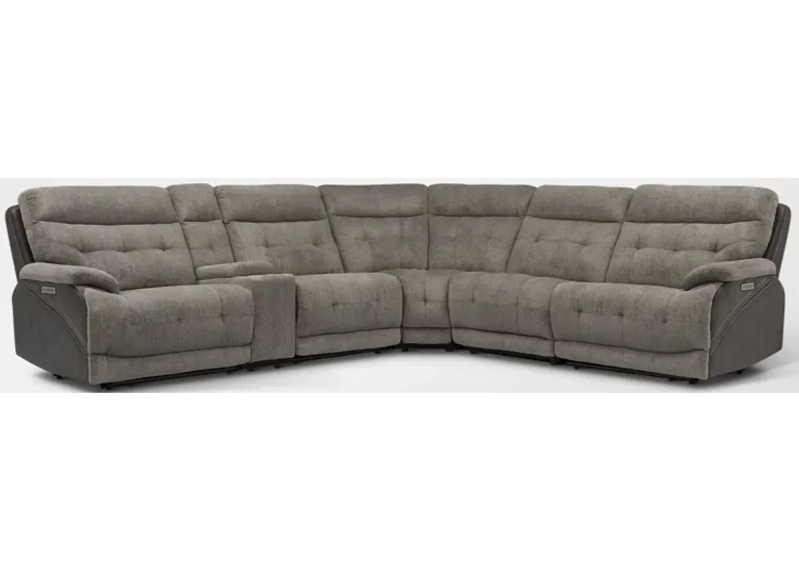 Beckett 6-Piece Dual-Power Reclining Sectional with 3 Reclining Seats - Gray