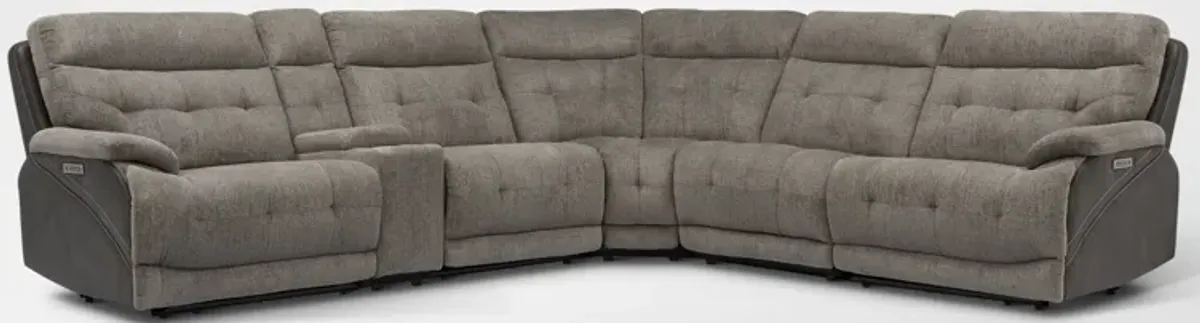 Beckett 6-Piece Dual-Power Reclining Sectional with 3 Reclining Seats - Gray