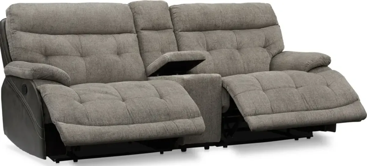 Beckett 3-Piece Manual Reclining Sofa with Console - Gray