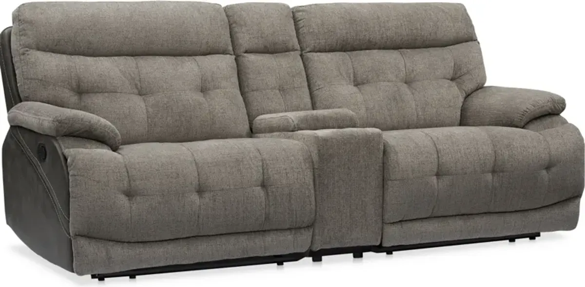 Beckett 3-Piece Manual Reclining Sofa with Console - Gray