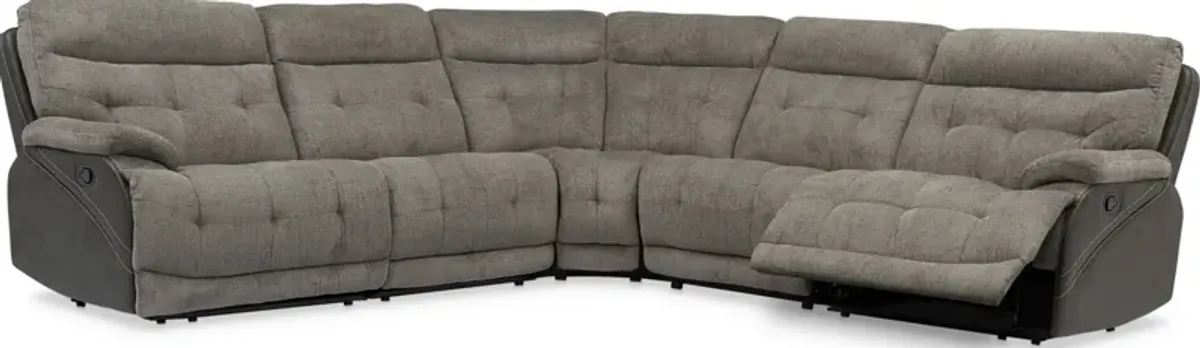 Beckett 5-Piece Manual Reclining Sectional with 3 Reclining Seats - Gray