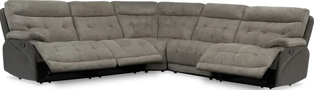 Beckett 5-Piece Manual Reclining Sectional with 3 Reclining Seats - Gray