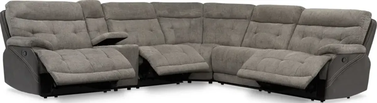 Beckett 6-Piece Manual Reclining Sectional with 3 Reclining Seats - Gray