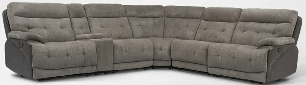 Beckett 6-Piece Manual Reclining Sectional with 3 Reclining Seats - Gray