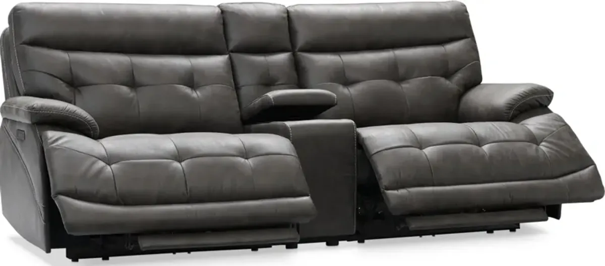 Beckett 3-Piece Dual-Power Reclining Sofa with Console - Charcoal