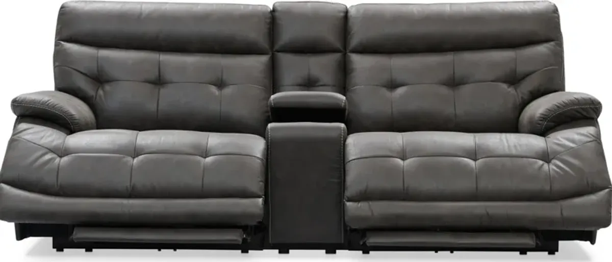 Beckett 3-Piece Dual-Power Reclining Sofa with Console - Charcoal