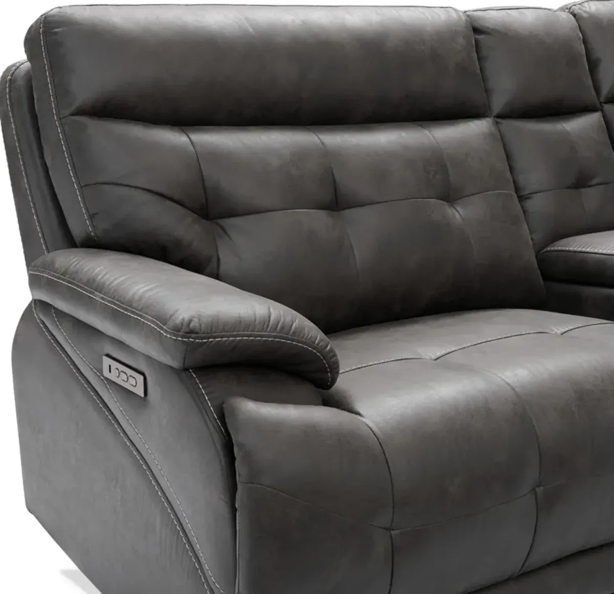 Beckett 3-Piece Dual-Power Reclining Sofa with Console - Charcoal