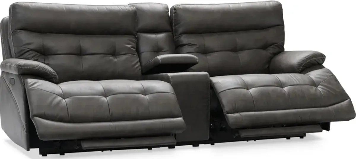 Beckett 3-Piece Dual-Power Reclining Sofa with Console - Charcoal