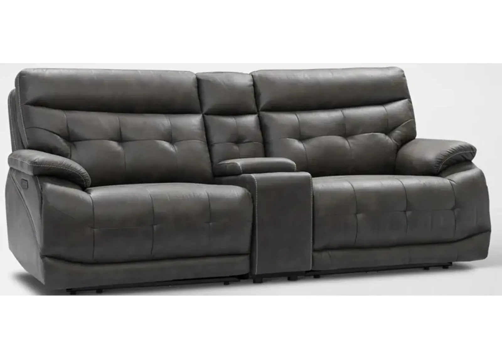 Beckett 3-Piece Dual-Power Reclining Sofa with Console - Charcoal