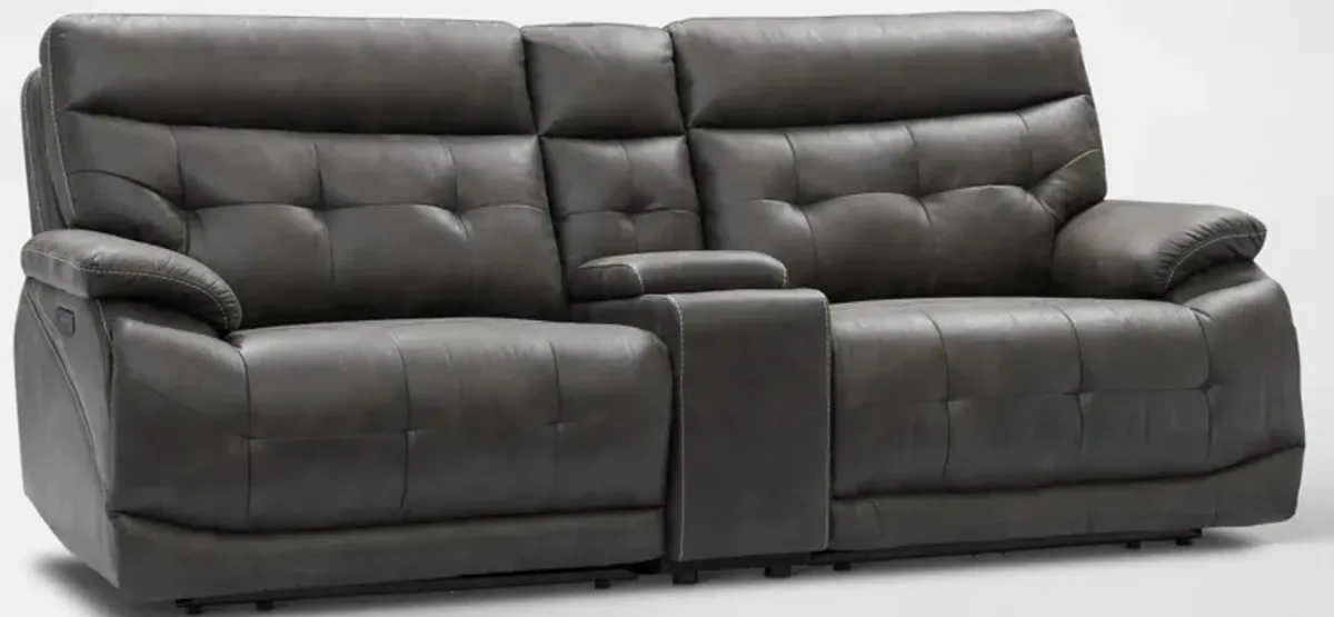 Beckett 3-Piece Dual-Power Reclining Sofa with Console - Charcoal