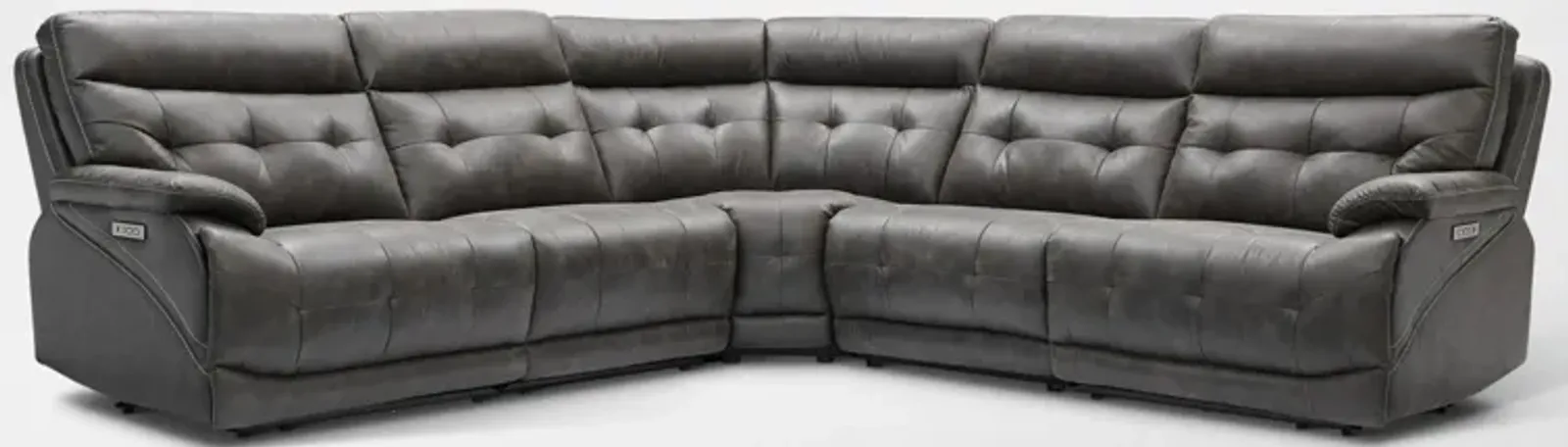 Beckett 5-Piece Dual-Power Reclining Sectional with 3 Reclining Seats - Charcoal