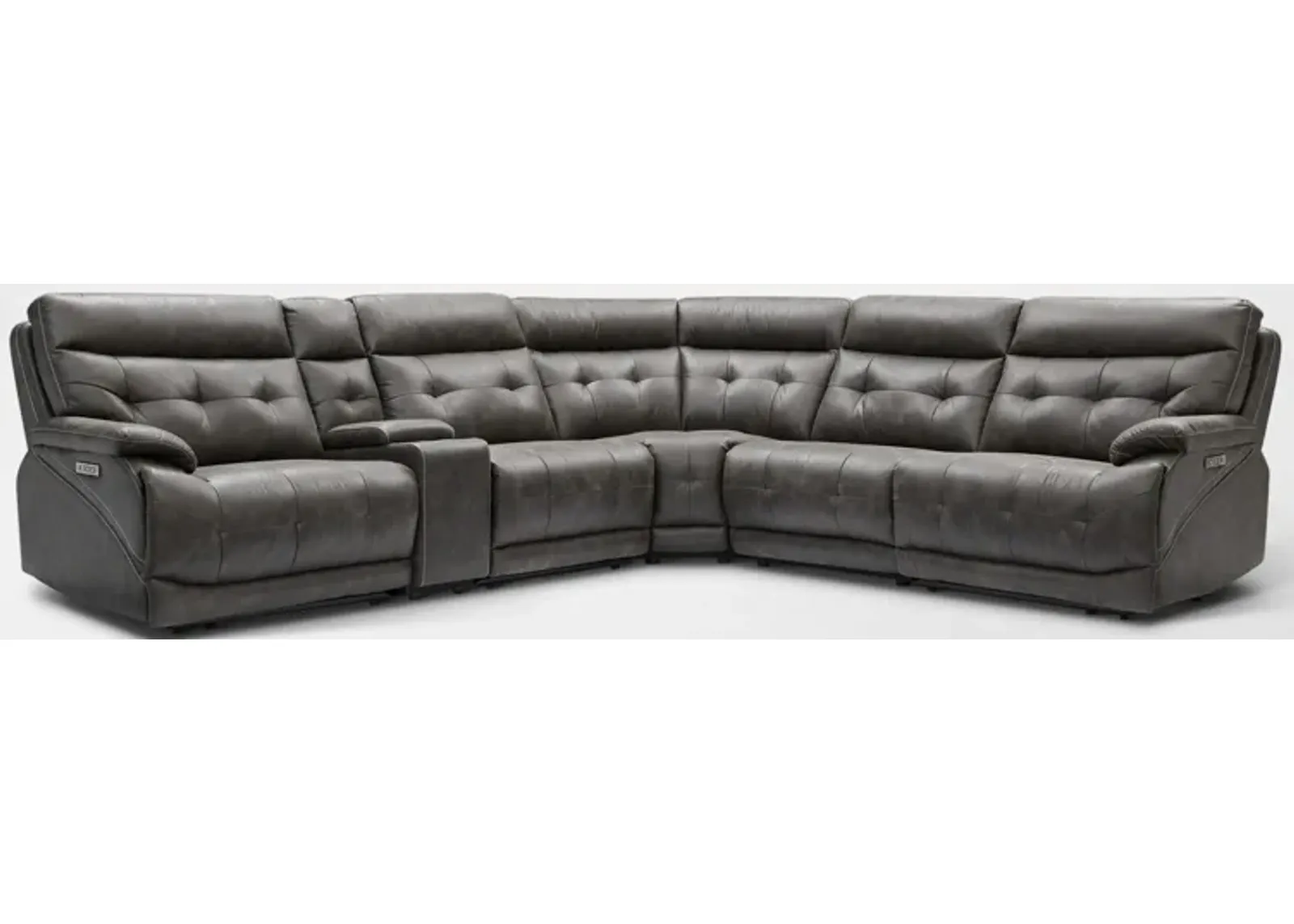 Beckett 6-Piece Dual-Power Reclining Sectional with 3 Reclining Seats - Charcoal