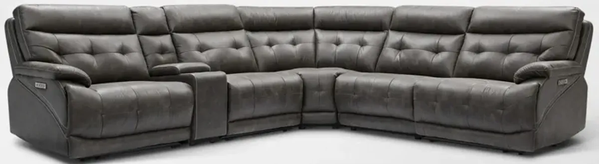 Beckett 6-Piece Dual-Power Reclining Sectional with 3 Reclining Seats - Charcoal