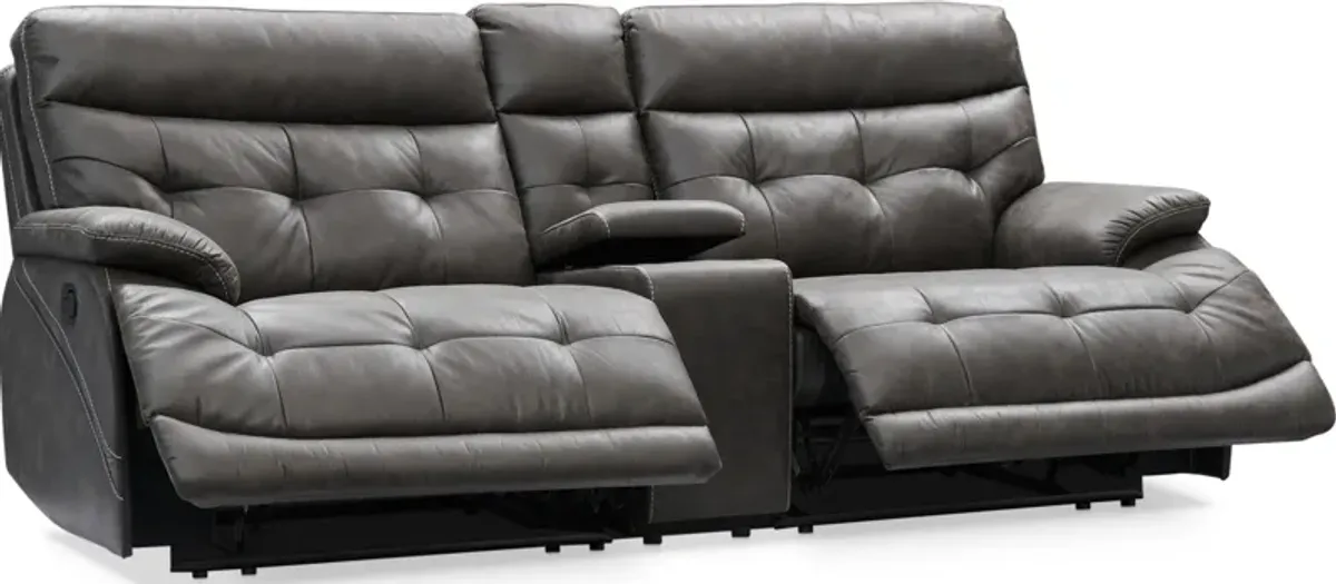 Beckett 3-Piece Manual Reclining Sofa with Console - Charcoal