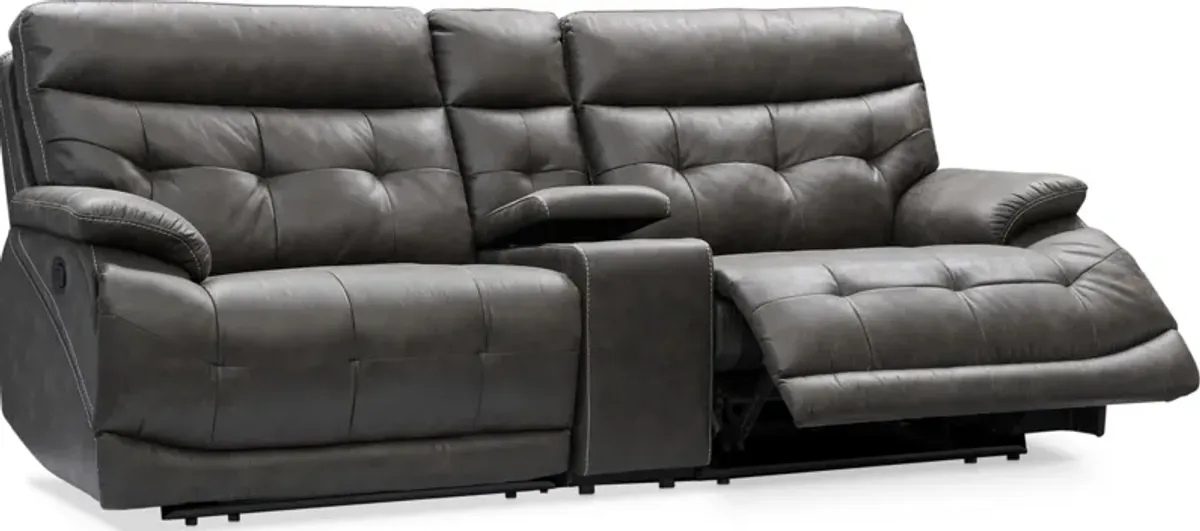 Beckett 3-Piece Manual Reclining Sofa with Console - Charcoal