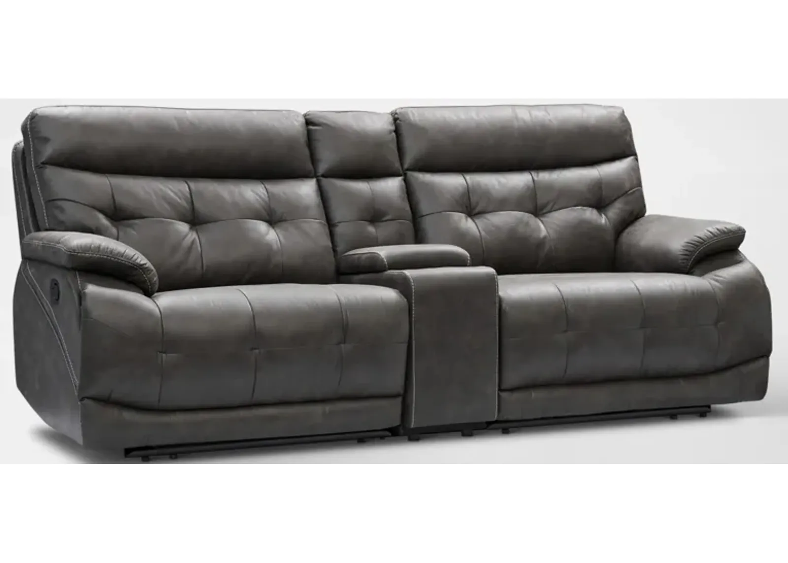 Beckett 3-Piece Manual Reclining Sofa with Console - Charcoal