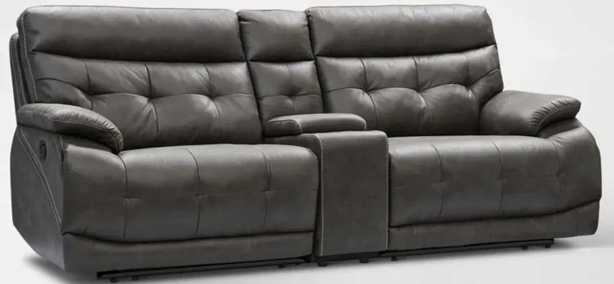 Beckett 3-Piece Manual Reclining Sofa with Console - Charcoal