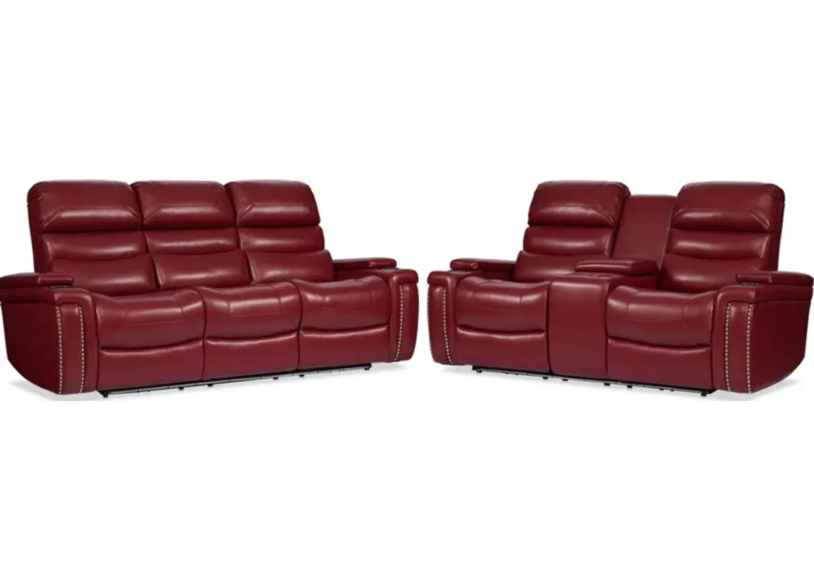 Jackson Triple-Power Reclining Sofa and Loveseat - Red