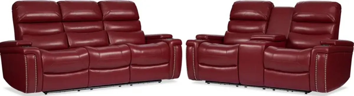 Jackson Triple-Power Reclining Sofa and Loveseat - Red