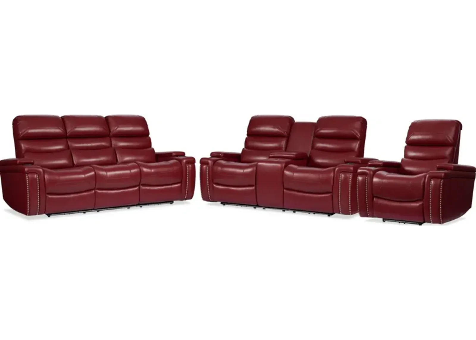 Jackson Triple-Power Reclining Sofa, Loveseat and Recliner - Red