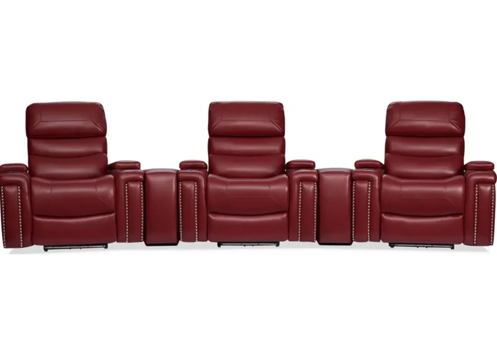 Jackson 5-Piece Triple-Power Reclining Home Theater Sectional - Red