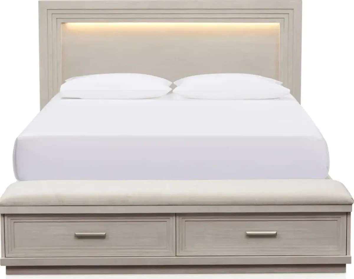 Arielle Queen Storage Bed - Parchment