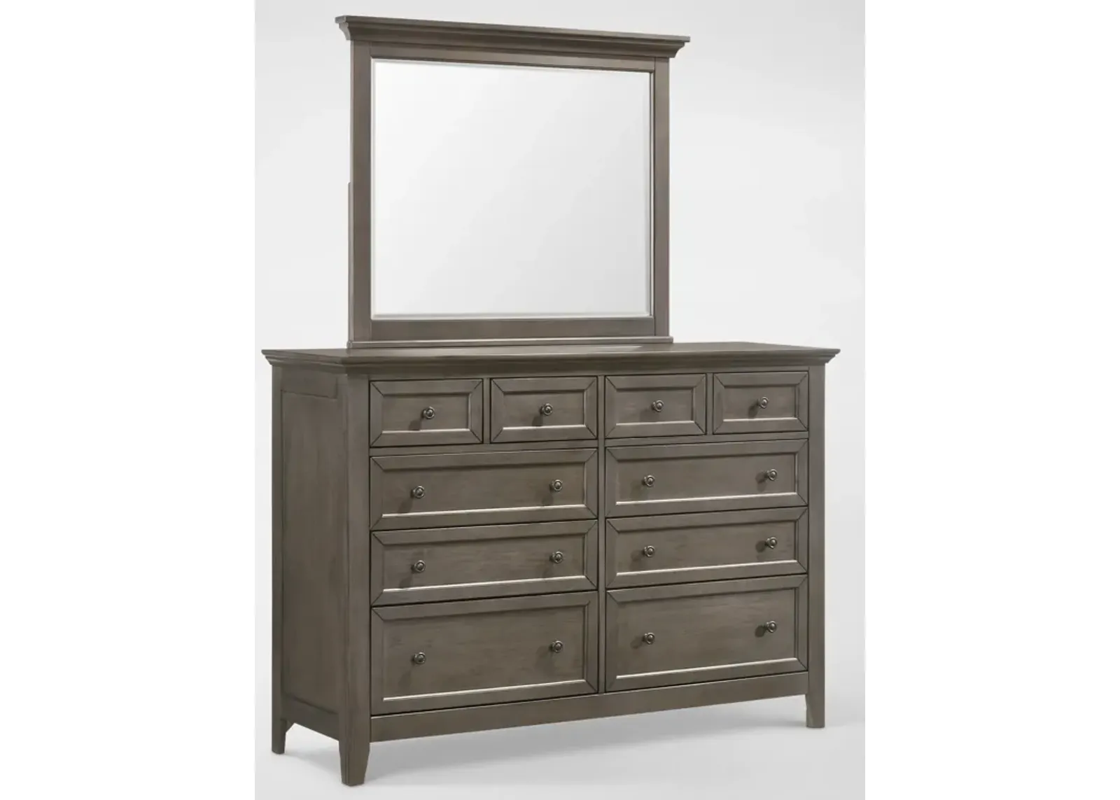 Lincoln 6-Piece King Bedroom Set with Nightstand,Dresser and Mirror - Gray