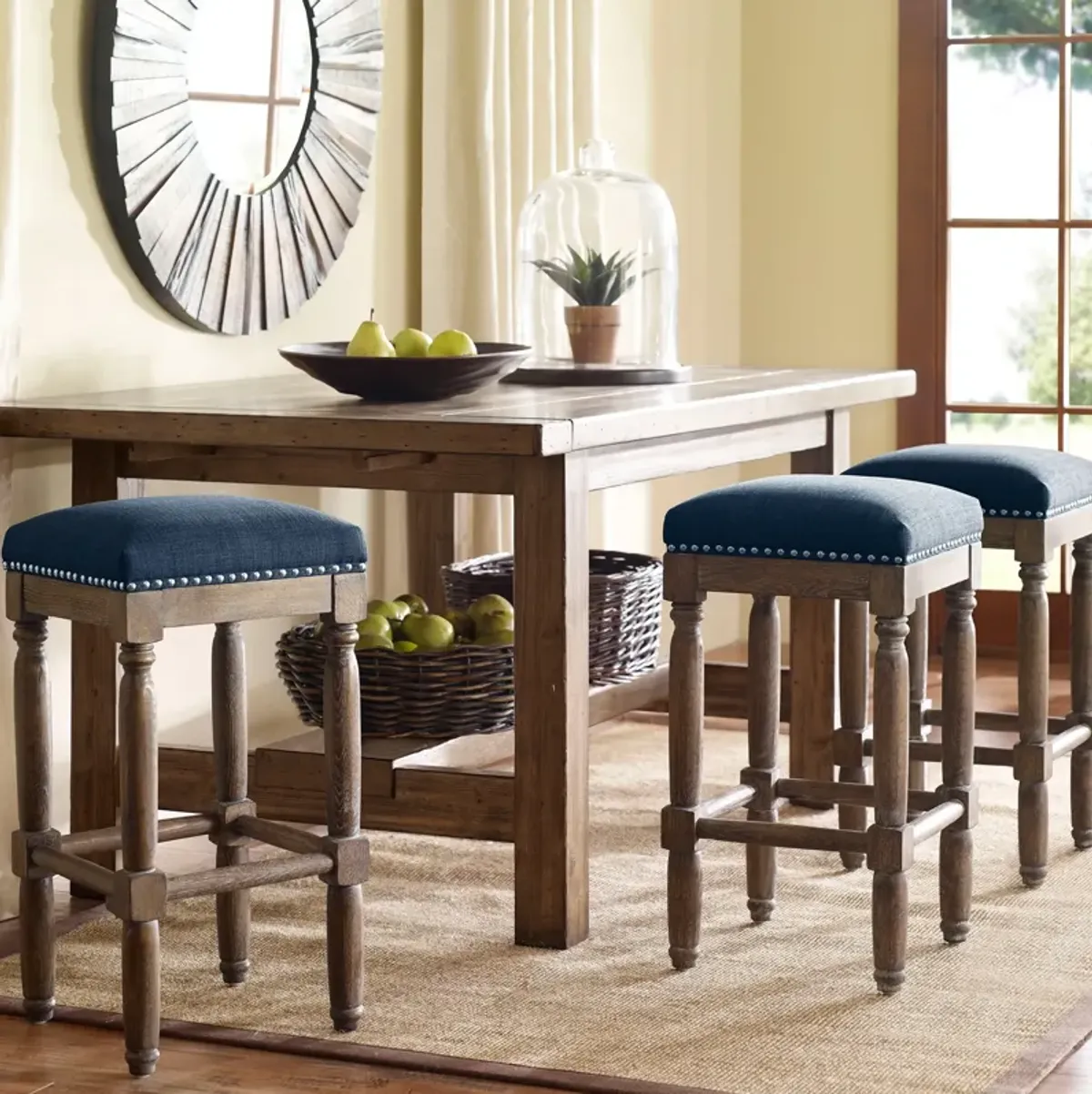 Ezio  Set of 2 Counter-Height Stools - Navy