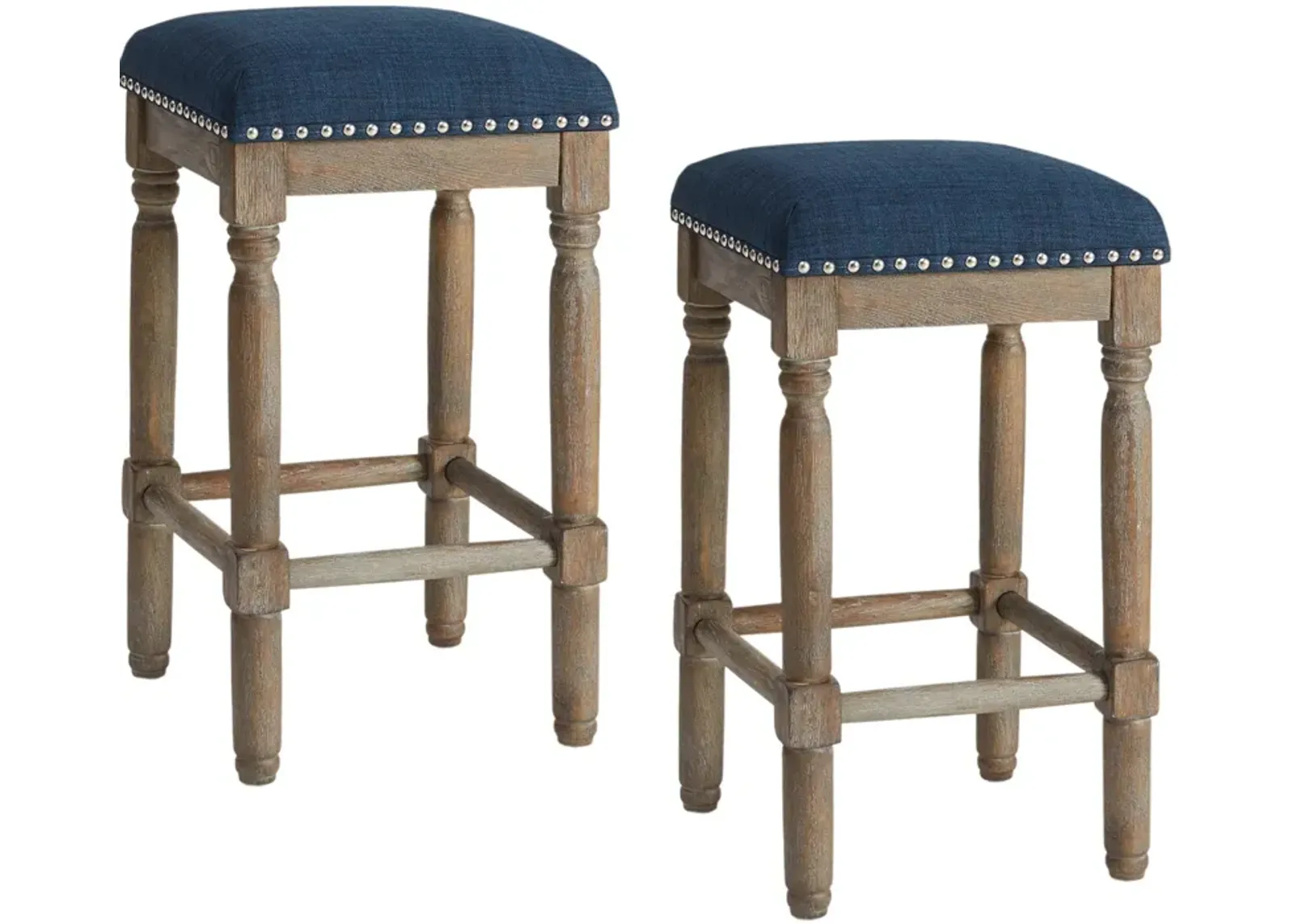 Ezio  Set of 2 Counter-Height Stools - Navy