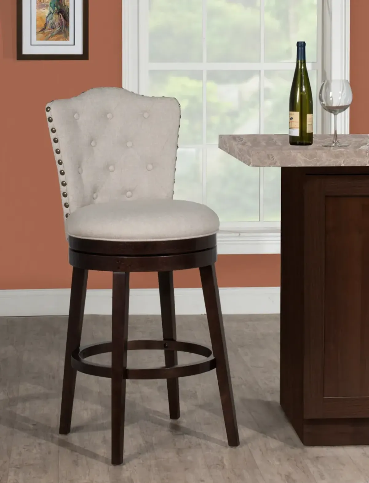 Naples Swivel Counter-Height Stool - Beige