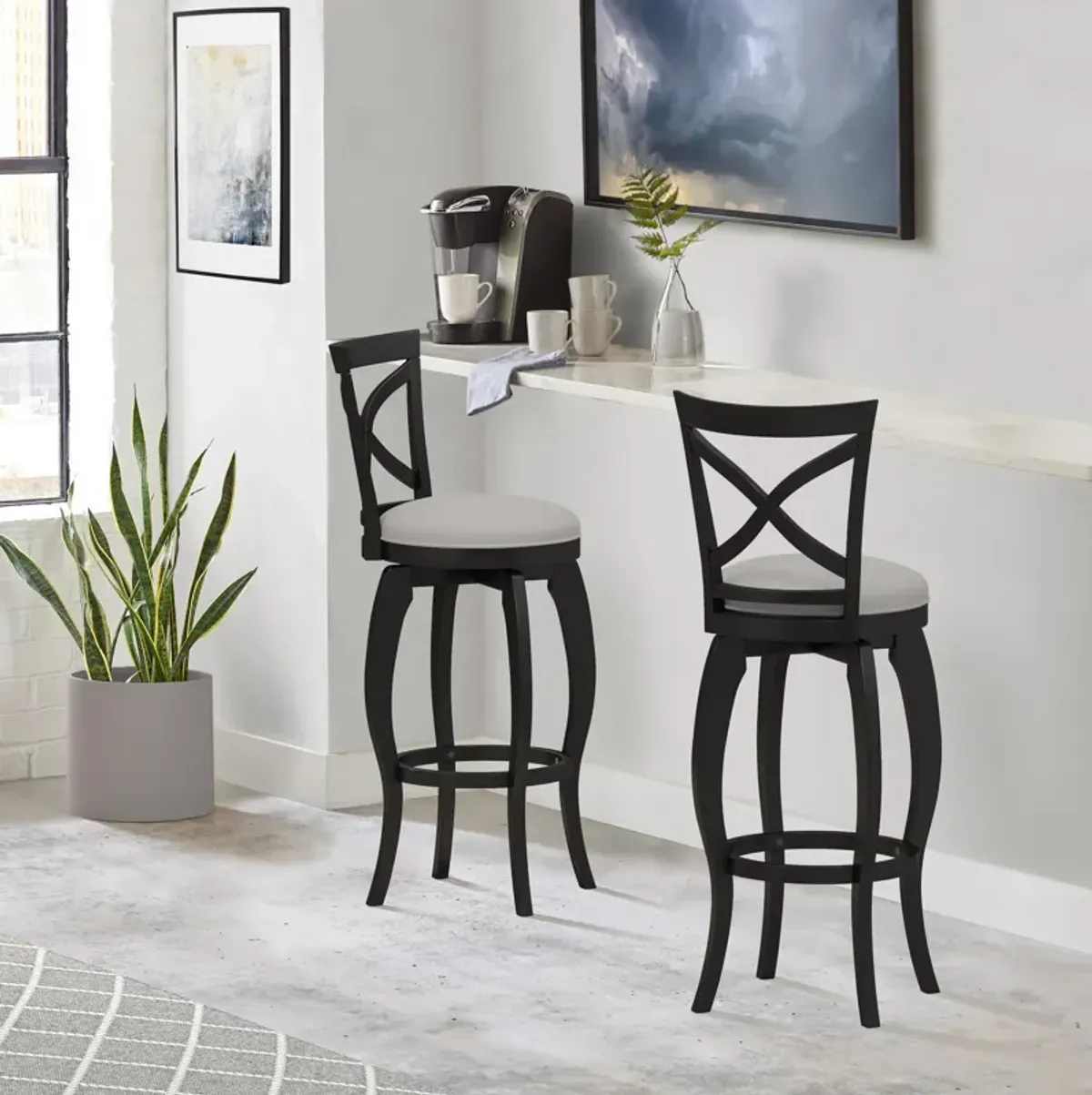 Positano Swivel Bar Stool - Black