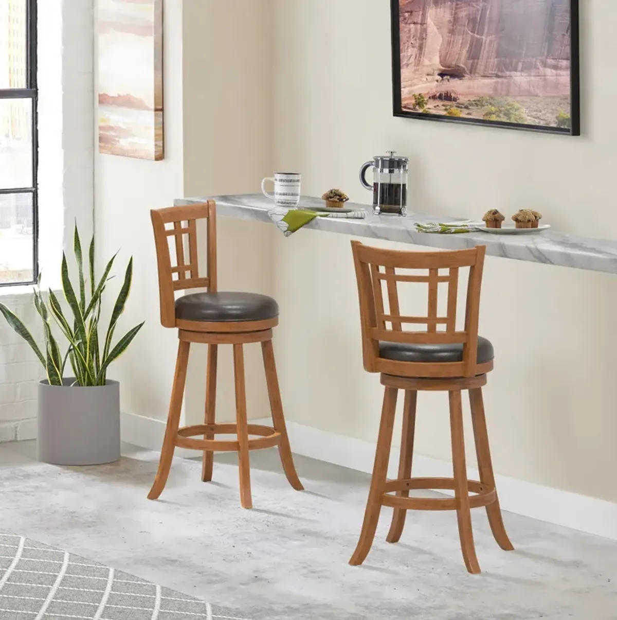 Genoa Swivel Bar Stool - Brown